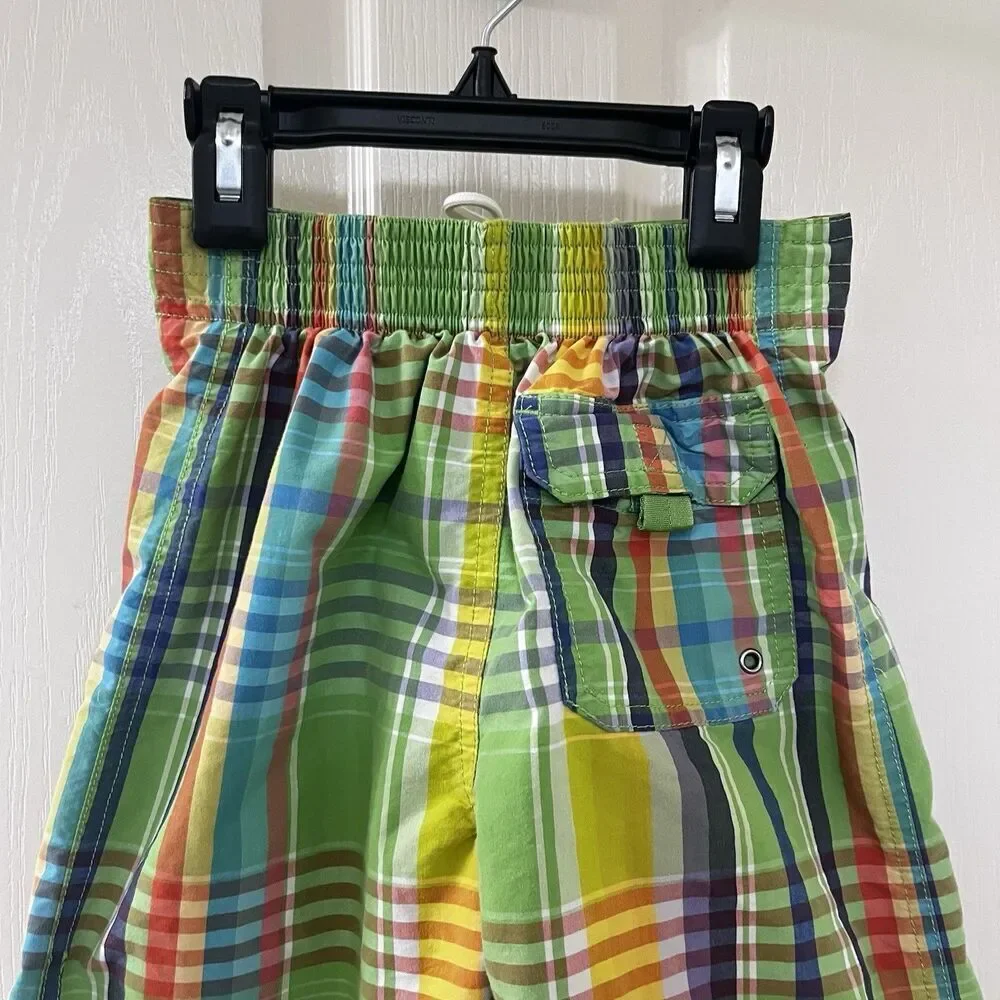 Polo by Ralph Lauren Green Plaid Swim Board Shorts Boys Size 4/4T